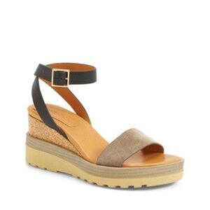 SEE BY CHLOE Robin Wedge Sandal, Lug Sole, Cork, Sz 36.5